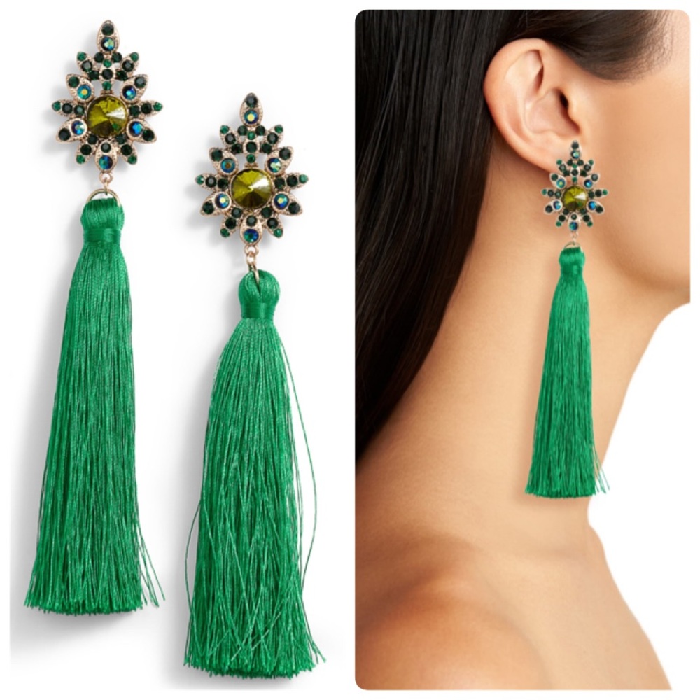 TASHA Beaded Post Tassel Drop Earrings - Picture 1 of 1